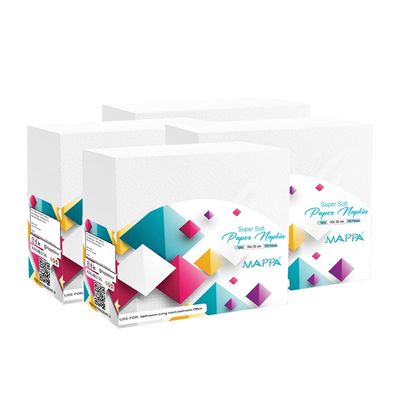 MAPPA 2 Ply Paper Napkins for Dining Table - 4 Pack (200 Sheets Total, 50 Pulls/Pack) | Soft, Highly Absorbent, Disposable Tissue Napkins for Everyday Use & Small Gatherings