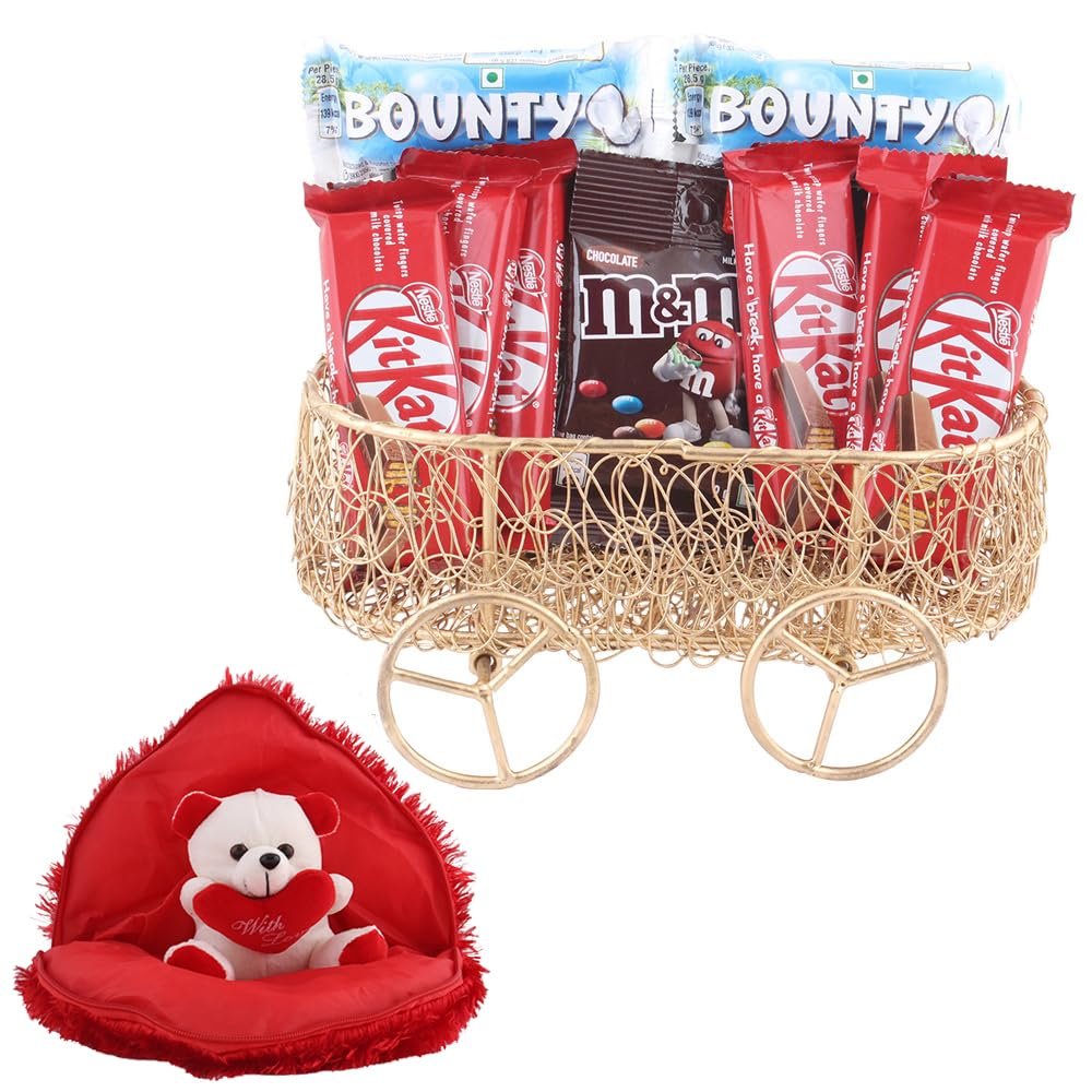 SFU E Com Made Over Chocolate Gift Hamper | Valentine Gift Combo With Heart Teddy Bear | Valentine Chocolate Gift For Boy Friend, Girl Friend, Fiance, Husband, Wife | 969