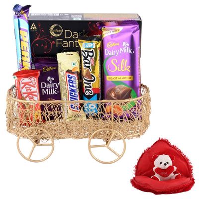 SFU E Com Combo Of Chocolates With Yummy Dark Fantsy Choco Fills | Valentine Gift Combo With Heart Teddy Bear | Valentine Chocolate Gift For Boy Friend, Girl Friend, Fiance, Husband, Wife | 677