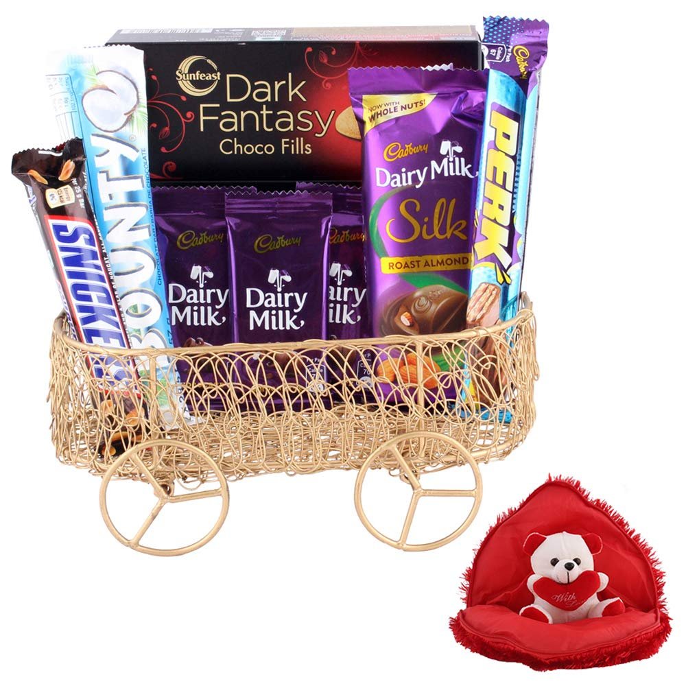 SFU E Com Beautiful Gift Combo For Chocolate Lovers | Valentine Gift Combo With Heart Teddy Bear | Valentine Chocolate Gift For Boy Friend, Girl Friend, Fiance, Husband, Wife | 636