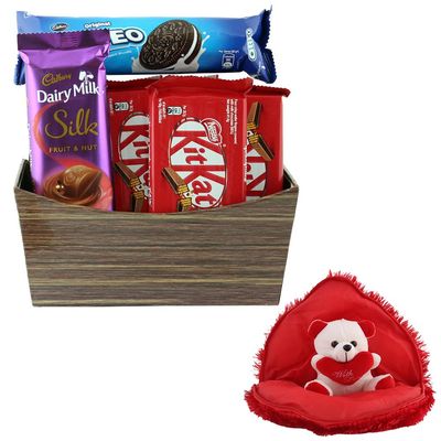 SFU E Com Beautiful Chocolate Gift Hamper | Valentine Gift Combo With Heart Teddy Bear | Valentine Chocolate Gift For Boy Friend, Girl Friend, Fiance, Husband, Wife | 1017
