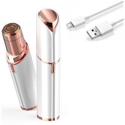 Loyalmart Facial Hair Removal USB Rechargeble Pain Less Blawless Machine for Women - Face, Chin, Cheek, Eyebrow, Upper Lip Hair Remover for Women HR12 - Lipstick Shaped (White & Golden)
