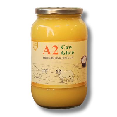 H2 Milk Farm Pure A2 Cow Ghee | Premium, Heart-Healthy Clarified Butter from A2 Milk - Ideal for Cooking, Supports Memory, Digestion, and Glowing Skin | Free Grazing Desi Cow (500ml, Pack of 1)
