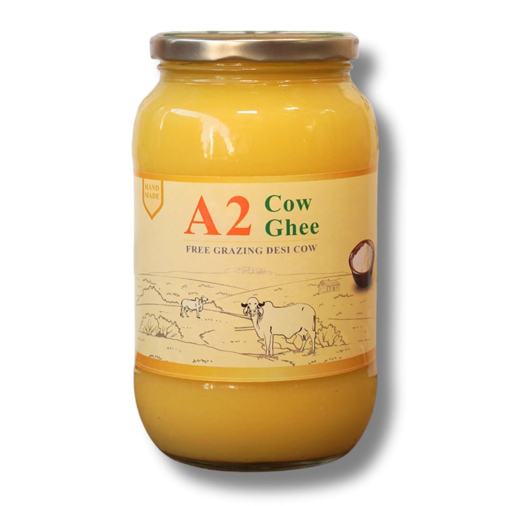 H2 Milk Farm Pure A2 Cow Ghee | Premium, Heart-Healthy Clarified Butter from A2 Milk - Ideal for Cooking, Supports Memory, Digestion, and Glowing Skin | Free Grazing Desi Cow (500ml, Pack of 1)