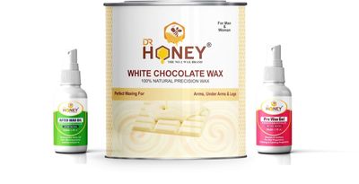 DR HONEY white Chocolate hair removal wax, for after wax oil, pre wax gel & all body typs wax like men and women (599.1gm) (white) (Wax)