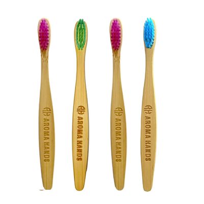 Aroma Hands Kids Bamboo Toothbrush Soft Bristles Suitable for Sensitive Gums, Anti-Plaque & Anti-bacterial (Pack of 4)