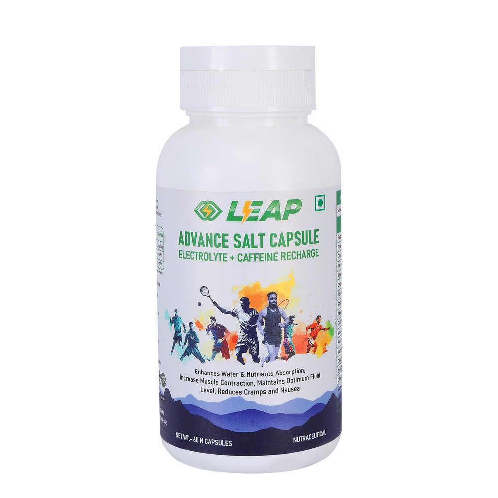 LEAP Advance Salt Capsules With Caffienated Recharge | Electrolyte Replacement for Runners, Cyclists, and Athletes from other Sports, 120 Vegan Capsules