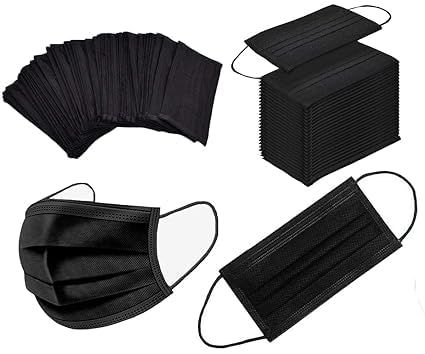 150 PCS 3 Ply Black Disposable Face Mask Filter Protection Face Masks