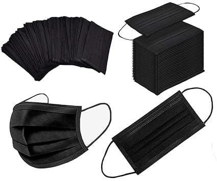 150 PCS 3 Ply Black Disposable Face Mask Filter Protection Face Masks