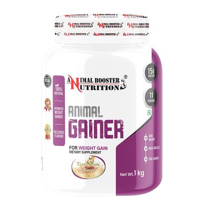 Animal Booster Nutrition WEIGHT GAINER| 15gm Of Protein in 90gm of Serving| For Gain Weight, Build Muscle & Fuel Energy (Kesar Pista Flavor) (11Servings/1KG)
