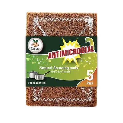 Coco Loco Coconut Scrub Pad | Natural Coir Stitched Scrubber for Kitchen, Utensils, Dishes | Eco-Friendly Coir Bath & Body Scrub pad | Pack of 5