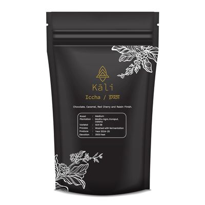 250g Kali Coffee Iccha Arabica Ground Coffee Powder - with Rich Notes of Chocolate, Caramel, Red cherry and Rasins Finish - Fresh Medium Roast - Perfect for Moka Pot Brewing