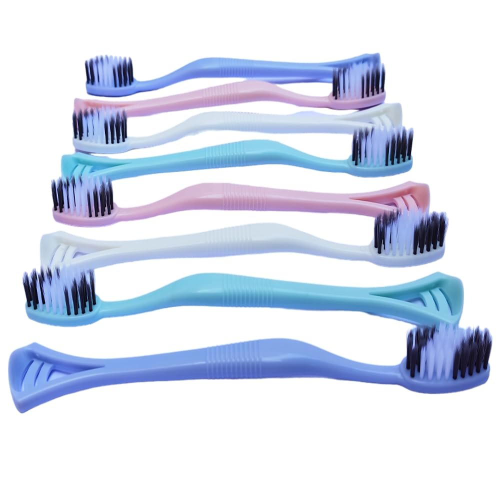 9UP 2 In 1 Soft Toothbrush With Tongue Cleaner Tool With Storage Box | Sensitive & Gums Soft Bristle Manual Toothbrush For Adults (Pack Of 16Pcs), Multicolour