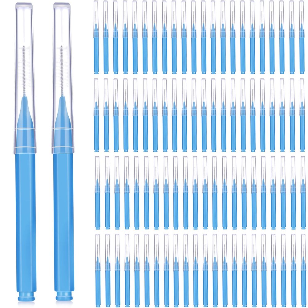 Patelai 100 Pieces Braces Brush for Cleaner Interdental Brush Toothpick Dental Tooth Flossing Head Oral Dental Hygiene Flosser Toothpick Cleaners Tooth Cleaning Tool (Classic)