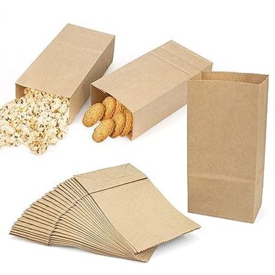 SURAKO COLLECTIONS Paper Bags Eco friendly Food Grade Food Packing| Square Flat Bottom Bags| Gifting Bags for Groceryfruits cookies Restaurants Take Away (500g, 25)