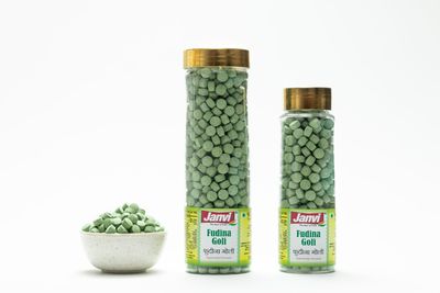 Janvi Foods Pudina Vati Goli Pack of 3 (120g each) | Pachak Pudina Shots | Pudina Vati | Pudina Goli