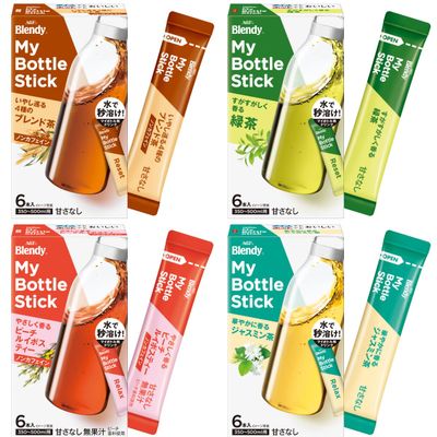 AGF Blendy My Bottle Stick Tea 4 Types Comparison Set | Made in Japan | Japanese Tea