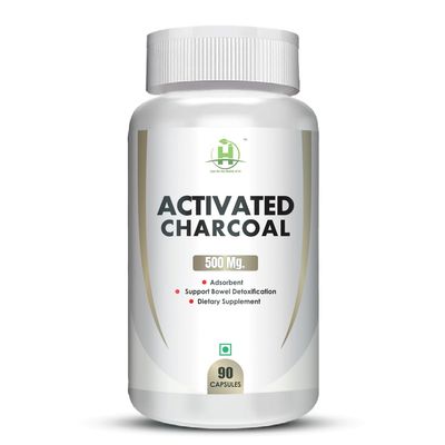 Healthy Nutrition - Just for the Health of it Activated Charcoal -500 Mg Veg 90 Capsules Support Bowel Detoxification for Men & Women