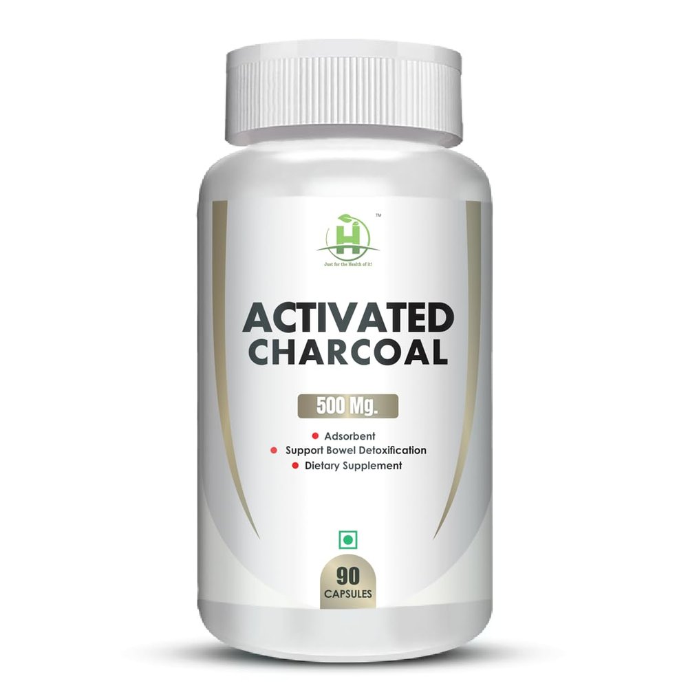 Healthy Nutrition - Just for the Health of it Activated Charcoal -500 Mg Veg 90 Capsules Support Bowel Detoxification for Men & Women