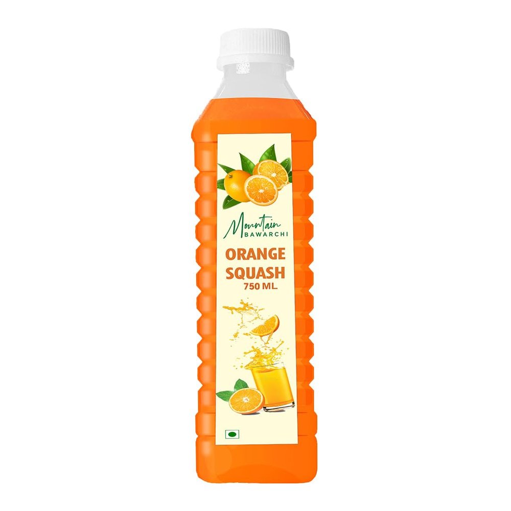 Mountain Bawarchi Pulpy Orange Squash Fruit Drink | Refreshing Orange Juice | Ready to Serve Fruit Juice | 750ml (Pack of 1)