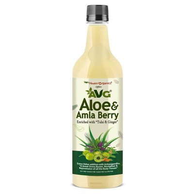 AVG Health Organics Aloe & Amla Berry, Aloevera & Amla Juice with Ashwagandha 1000ml, Boosts Immunity, Natural Detox, No Added Sugar