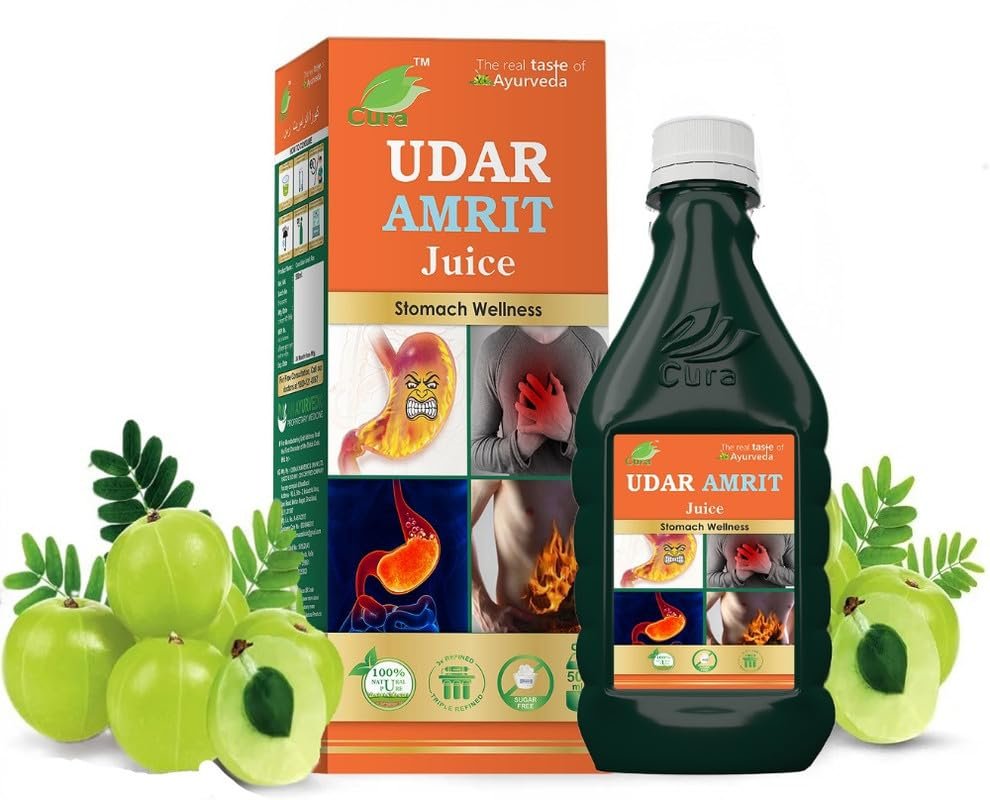 Cura Mahaveer Udaramrit Juice For Flatulence, Abdominal Pain, Anmia, Vomiting, Ayurvedic 500ml