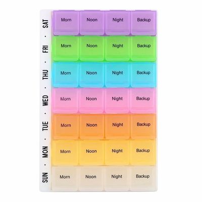 AASAISH New Weekly Pill Organizer (3-Times-A-Day Plus Backup New), 7 Day Pill Box, Portable Travel Prescription & Medication Pill Case, Vitamin Fish Oil Compartments Container (3-Time-Backup New)
