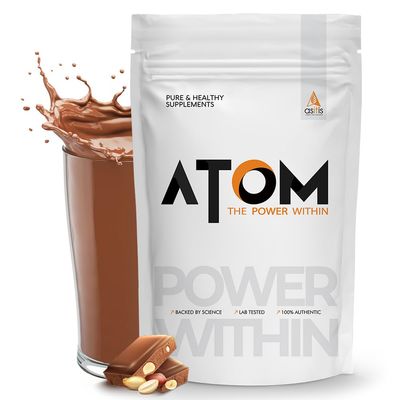 AS-IT-IS ATOM Whey Protein 1kg | 27g protein | Isolate & Concentrate | Choco Peanut | USA Labdoor Certified | With Digestive Enzymes for better absorption