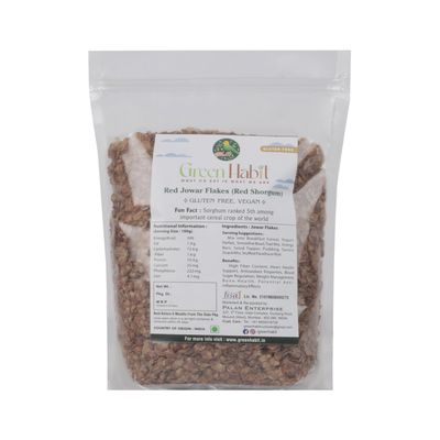 GreenHabit Red Jowar Flakes 1.5 kg - Nutritious and Gluten-Free Red Sorghum Cereal - High Fiber Breakfast Vegan (Red Jowar Flakes, 1.5 kg)