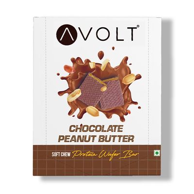 Avolt Chocolate Peanut Butter Protein Bars with 14g Protein | Pack of 6 x 50g each | High Energy Wafer Bars, No Added Sugar, Guilt-Free, Enriched With Peanuts, Vitamins And Fiber for Fitness & Immunity Booster