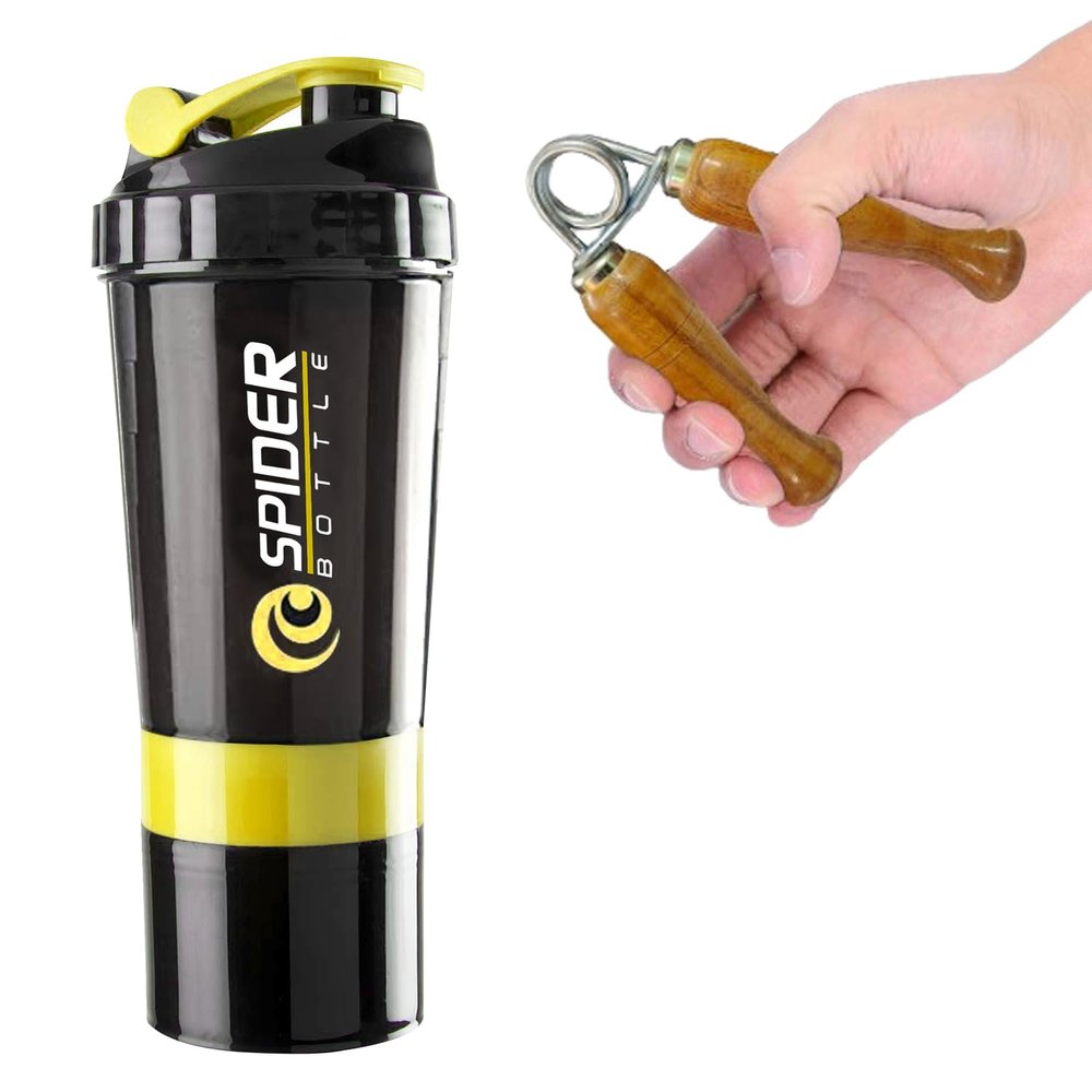(2024 New) Combo Shaker Bottle With Wooden Gripper | Shakers For Protein Shake Bottle Gym Shaker Bottle Shaker Bottles For Protein Shake Gym Protein Shaker Bottle For Gym combo (Yellow)