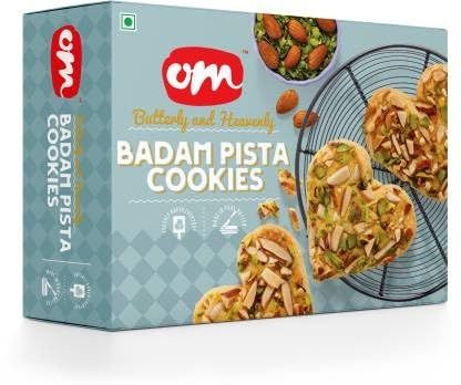 Om Sweets & Snacks Pista Badam Cookies, pack of 1, 350gm