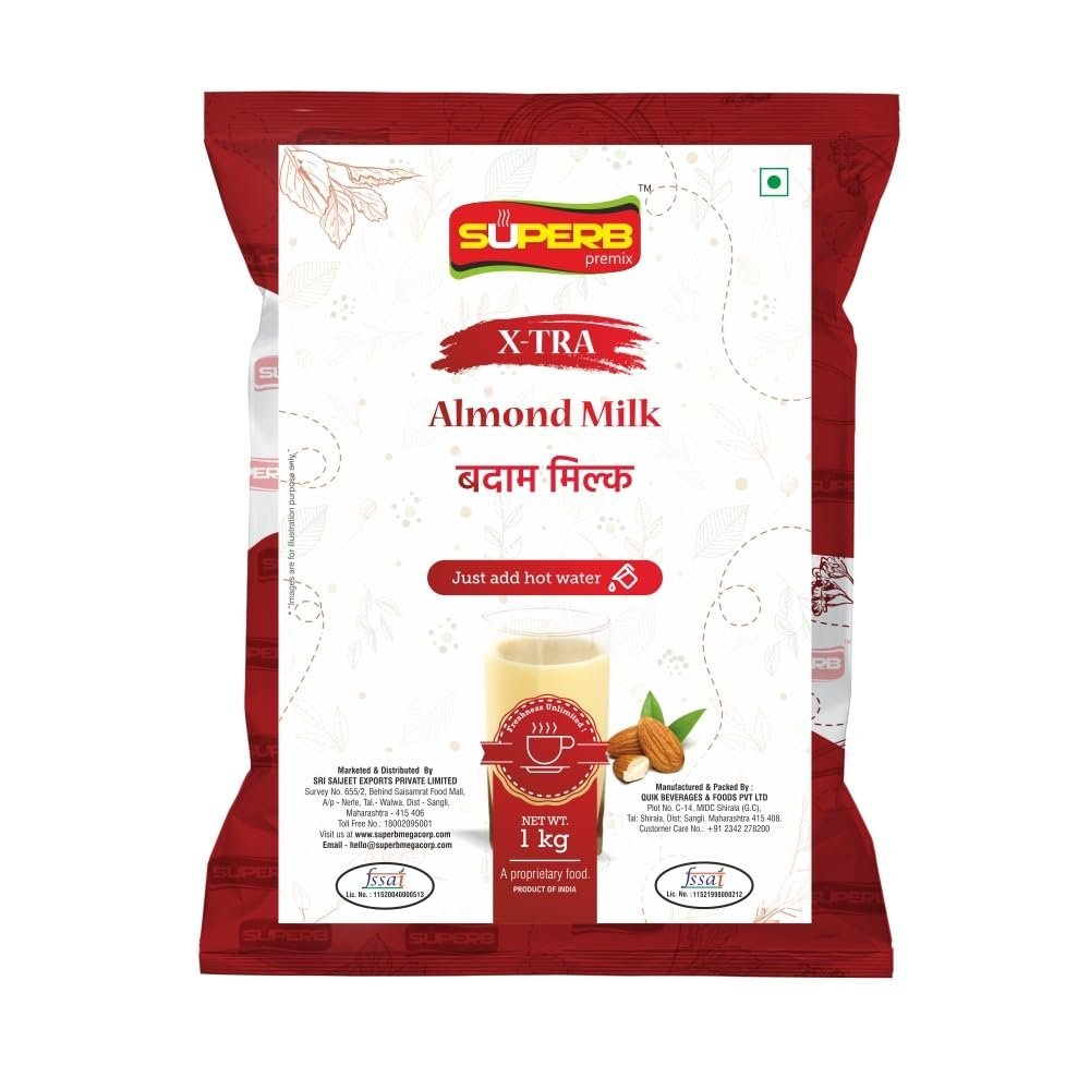 Superb Badam Milk Premix Any Time..Anywhere Instant Premix 1 Kg Powder(Pack Of 2)