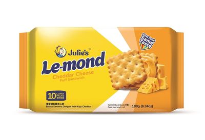 Julie's Lemond Puff Sandwich Cheddar Cheese Cream Sweet and Savory Snack 180gm