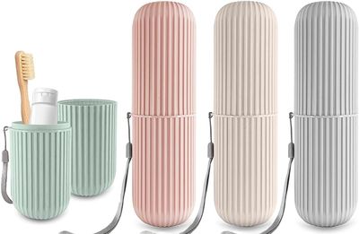 UCRAVO Toothbrush Travel Case, Portable Travel Toothbrush Holder Case, Toothbrush Case Set for Camping, Traveling, Home, School, Business, Bathroom (Pack of 4)