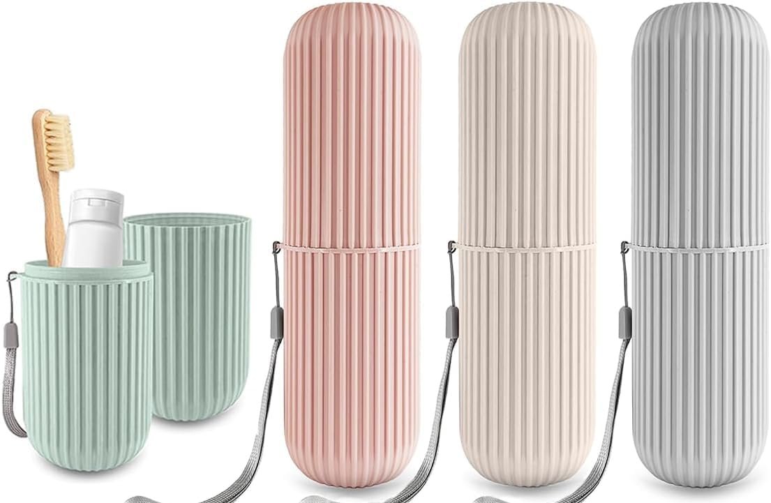 UCRAVO Toothbrush Travel Case, Portable Travel Toothbrush Holder Case, Toothbrush Case Set for Camping, Traveling, Home, School, Business, Bathroom (Pack of 4)