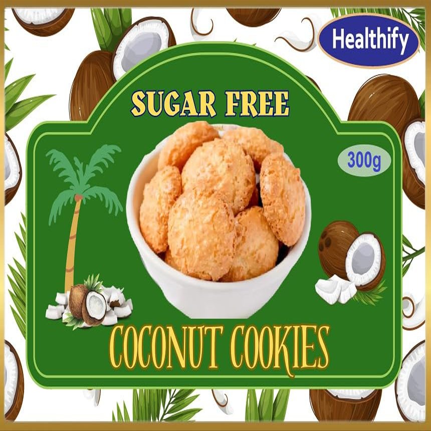 Healthify Coconut Cookies Sugar Free Diabetic Friendly With High Protein & Fiber Digestive Biscuits Tasty Healthy Snacks Sugar Control aked Healthy Diabetic Snacks-300gm
