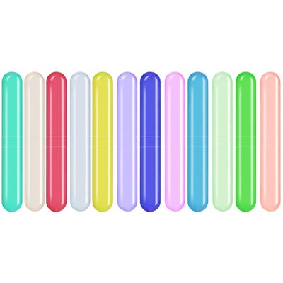 ERZA Toothbrush Travel Case, Dust-Proof Portable Breathable Travel Clear Toothbrush Holder for Traveling, Camping, Home, School, Business, Toothbrush Travel Container, Random Color, Pack of 12