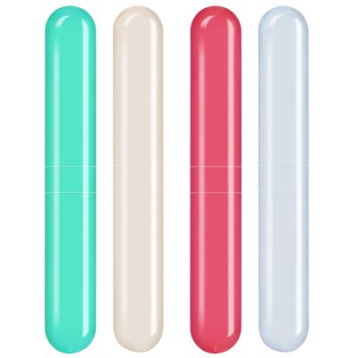 ERZA Toothbrush Travel Case, Dust-Proof Portable Breathable Travel Clear Toothbrush Holder for Traveling, Camping, Home, School, Business, Toothbrush Travel Container, Random Color, Pack of 4