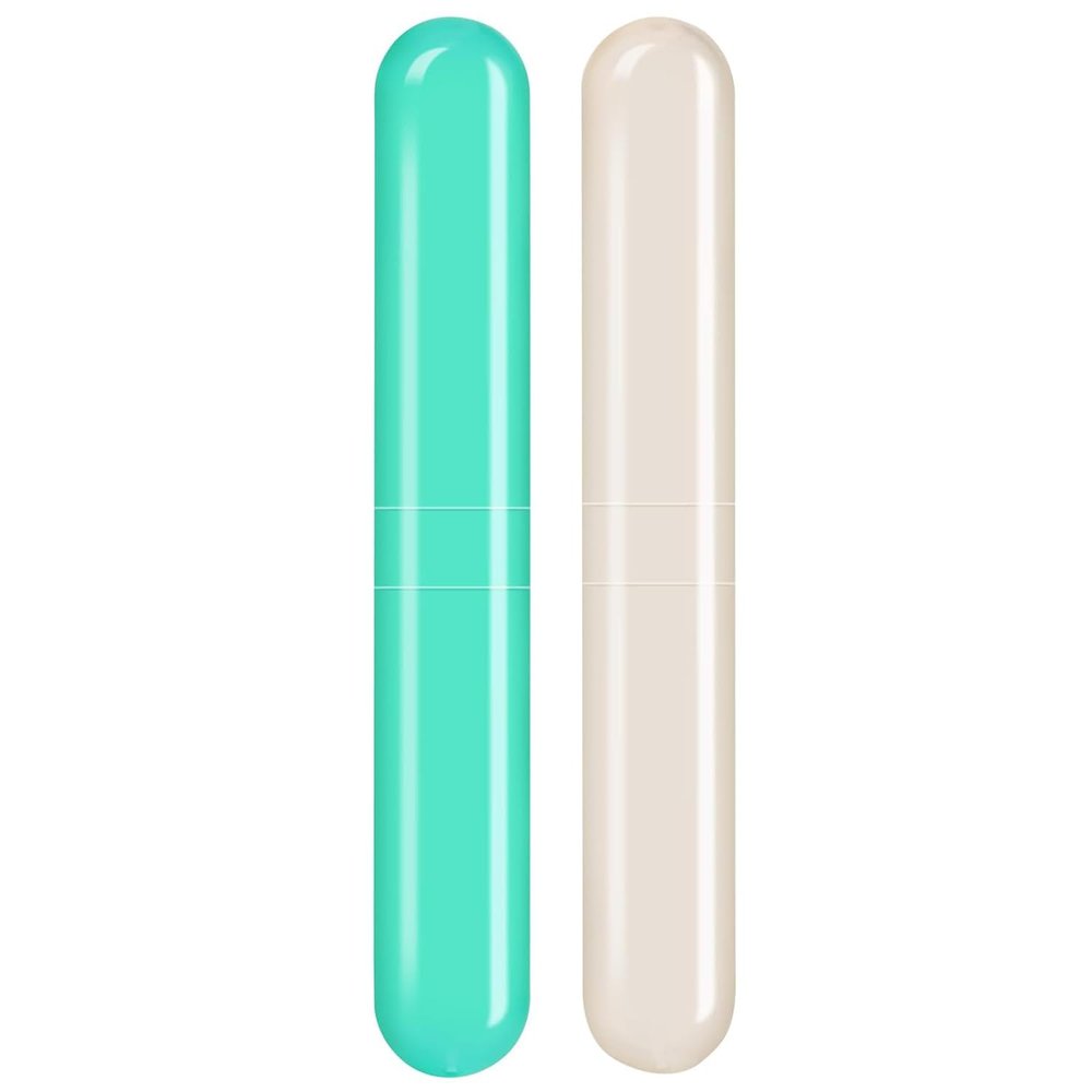 ERZA Toothbrush Travel Case, Dust-Proof Portable Breathable Travel Clear Toothbrush Holder for Traveling, Camping, Home, School, Business, Toothbrush Travel Container, Random Color, Pack of 2
