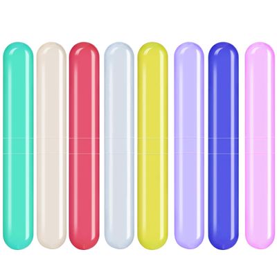 ERZA Toothbrush Travel Case, Dust-Proof Portable Breathable Travel Clear Toothbrush Holder for Traveling, Camping, Home, School, Business Trip, Toothbrush Travel Container, Random Color, Pack of 8
