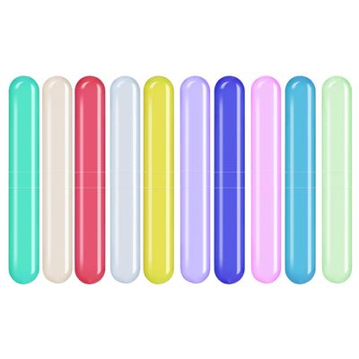 ERZA Toothbrush Travel Case, Dust-Proof Portable Breathable Travel Clear Toothbrush Holder for Traveling, Camping, Home, School, Business, Toothbrush Travel Container, Random Color, Pack of 10