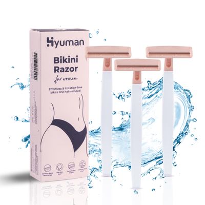 Hyuman Bikini Razor For Women- Pack Of 3 |Intimate care | German Nano-Precision Technology Blade| Secure Grip Stainless steel | No Cuts | Safe & Hygienic | For Irritation-Free Shaving of Bikini Line