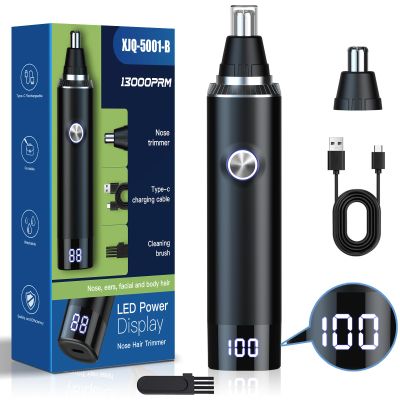 Brigin Cleanfly Nose Hair Trimmer Rechargeable,Nose Trimmer Clipper Unisex,Painless USB Rechargeable Ear and Nose Clipper,Facial Hair Removal, Easy Cleaning,Dual Edge Blades,IPX7 Waterproof,Black