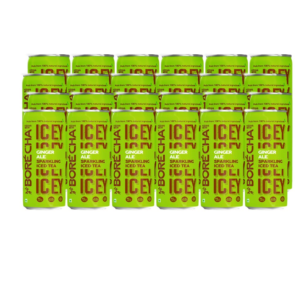 Borcha Sparkling Iced Tea 330ml | Brain-Boosting & Antioxidant-Rich | Cold Brewed | F.A.B. Focus Adaptogens | Low Sugar | Gluten-Free | Natural Functional Beverage (Ginger Ale, Pack Of 24)