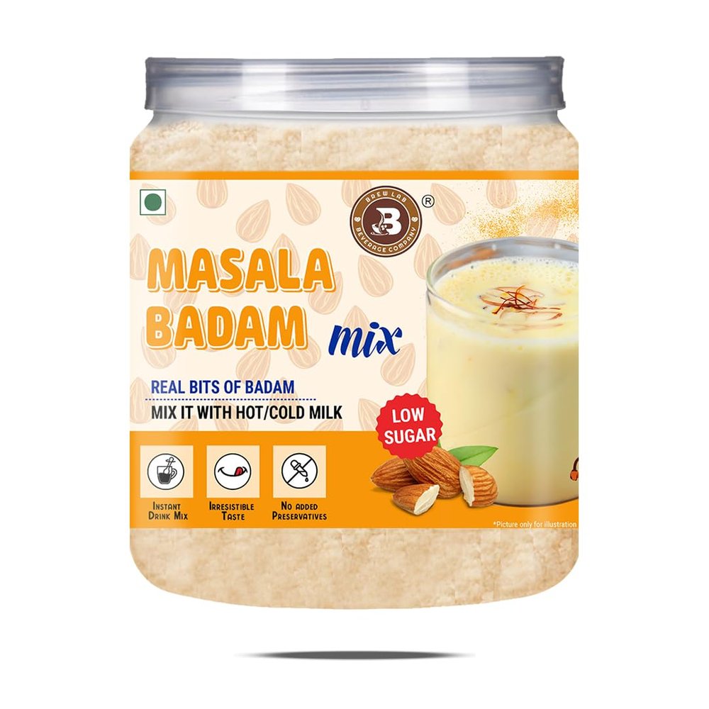 Brew Lab Masala Badam Mix Low Sugar | Irresistible Taste Instant Drink Mix For Strong Bones | (250 g)