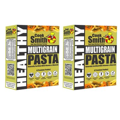 CookSmith Healthy Multigrain Millets Penne Pasta| No Maida, No Fried, No MSG, No Preservatives | Sun Dried |Naturle Colours | Mix Flour Pasta | CookSmith Pasta Pack 500gm (Pack of 2)