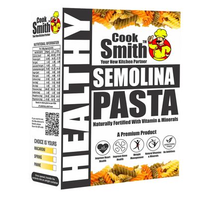 CookSmith Healthy Semolina Penne Pasta| No Maida, No Fried, No MSG, No Preservatives | Sun Dried |Naturle Colours | Rava Pasta | CookSmith Pasta Pack 250gm (Pack of 1)