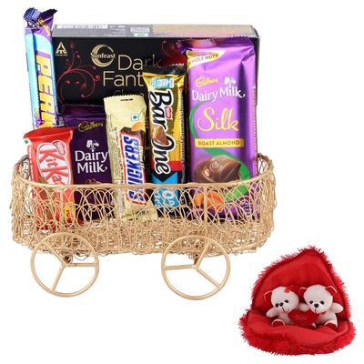 SFU E Com Combo Of Chocolates With Yummy Dark Fantsy Choco Fills | Valentine Gift Combo With Pair Heart Teddy Bear | 677