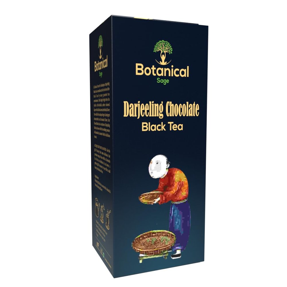 Botanical Sage- Darjeeling chocolate Black Tea 30 Pyramid Teabags | Darjeeling Black Tea With cocoa | Selelcted | Luxury Tea